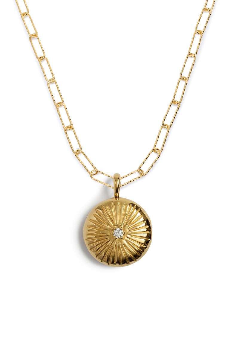 Diamond Essentials Locket Charm Pendant Necklace, Main, color, 18K GOLD VERMEIL