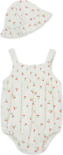 Cherries Terry Bubble Romper & Hat Set