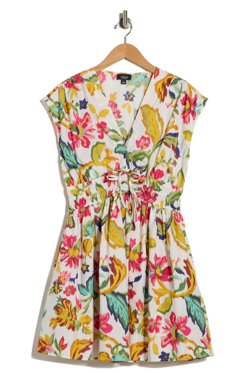 CeCe V-Neck Multi Tie Dress, Alternate, color, Bright Rose