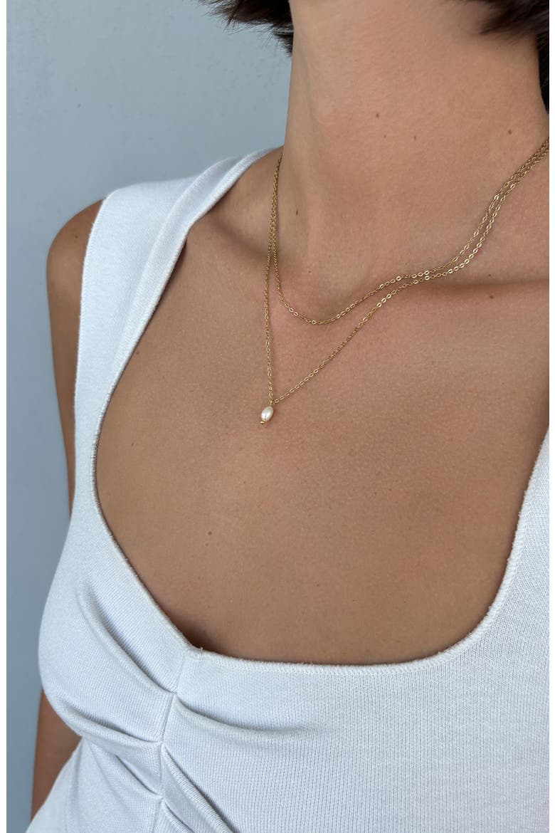 Imitation Pearl Layered Pendant Necklace, Alternate, color, GOLD