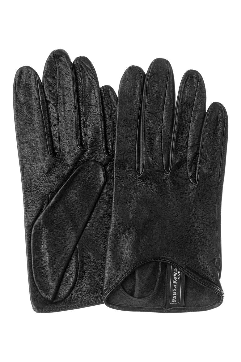 Stephanie Leather Gloves, Main, color, BLACK