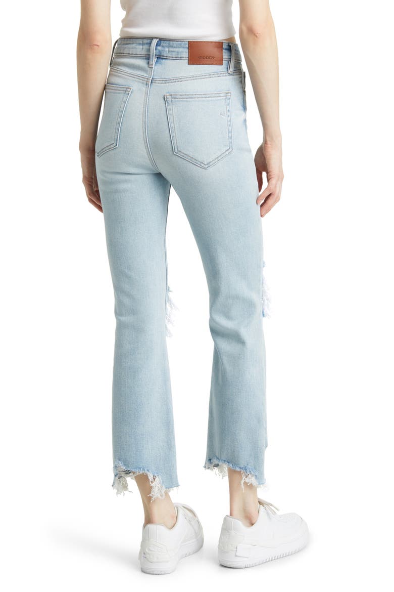 Distressed Chew Hem Straight Leg Jeans, Alternate, color, MEDIUM WASH