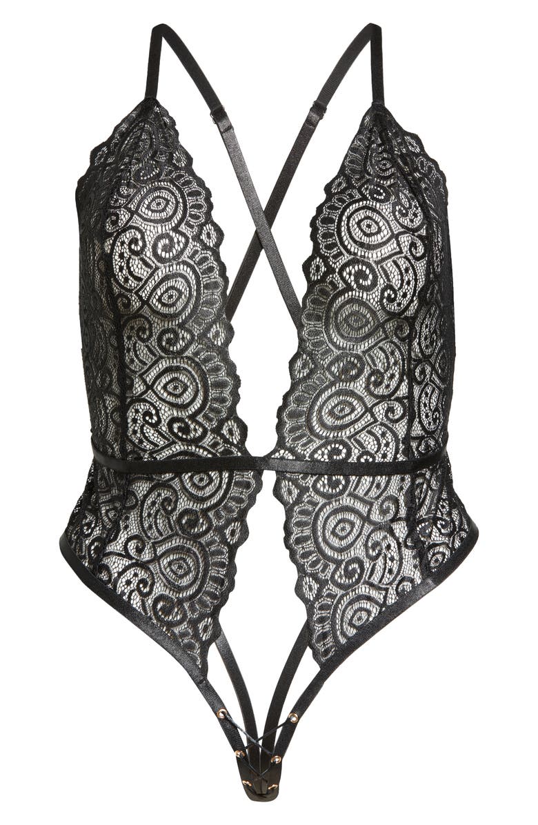 Roma Confidential Lace Crotchless Teddy, Main, color,