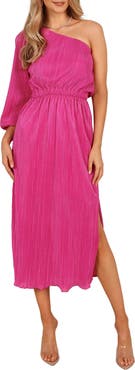 Petal & Pup Pontee Plissé One-Shoulder Midi Dress