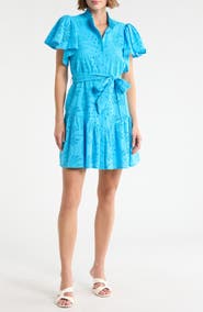 CIEBON Zenaida Eyelet Tie Waist Dress