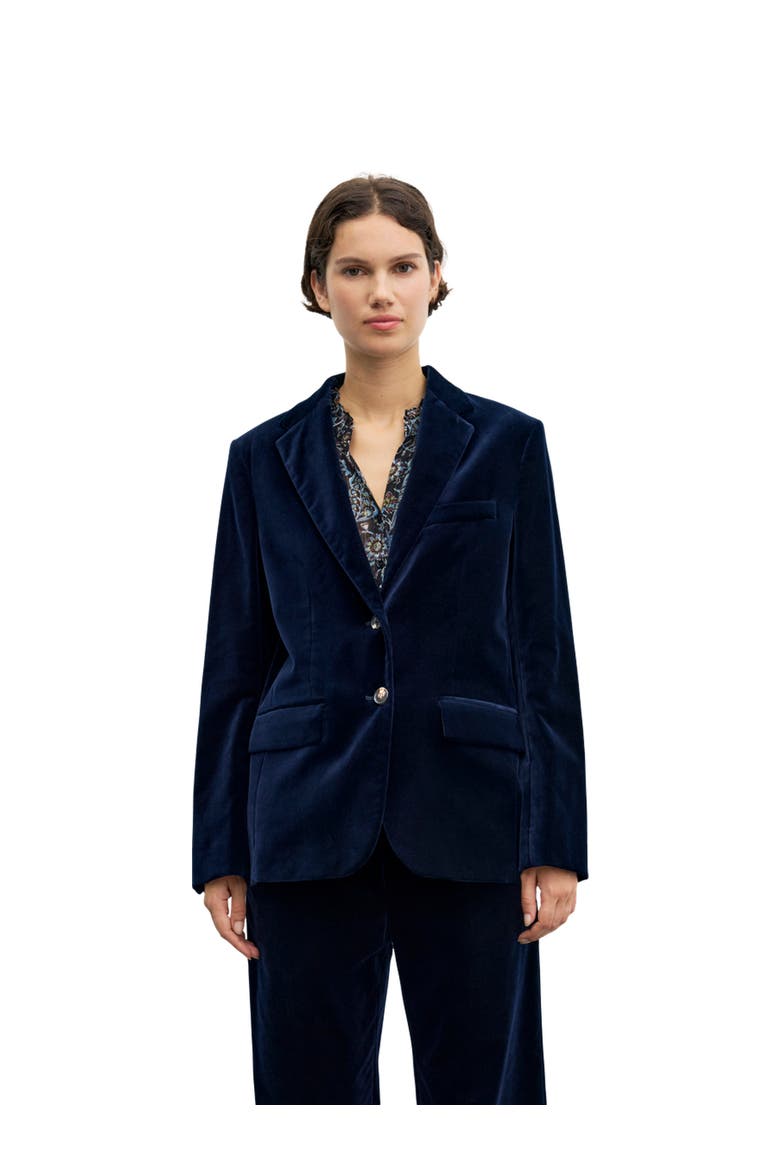 Jyna Velvet Suit Blazer, Main, color, Navy Blue