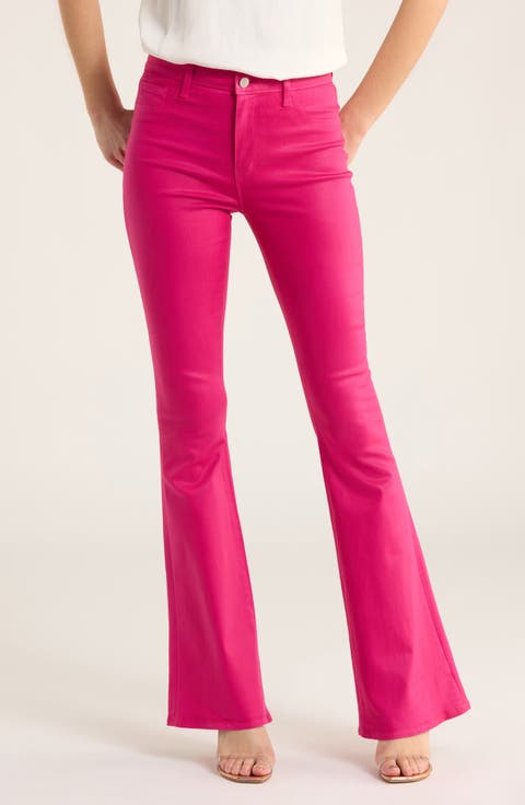 Marty Coated High Waist Flare Leg Jeans (Noir)