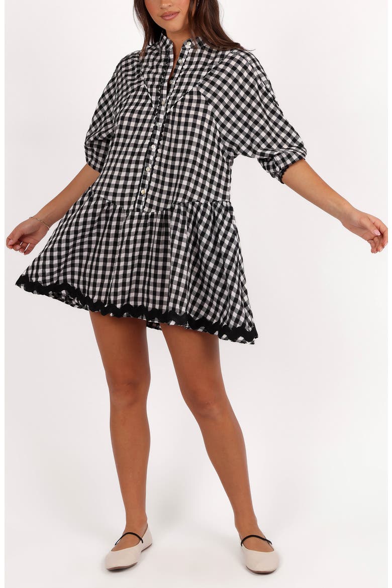 Caroling Check Minidress, Main, color, BLACK/ WHITE GINGHAM