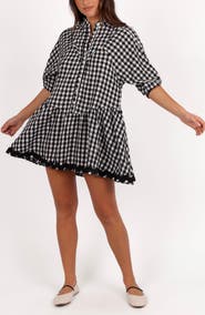 Petal & Pup Caroling Check Minidress