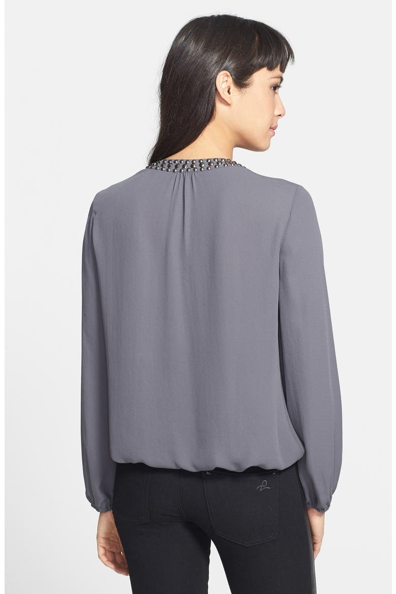 Studded Chiffon Blouson Top, Alternate, color, GUNMETAL