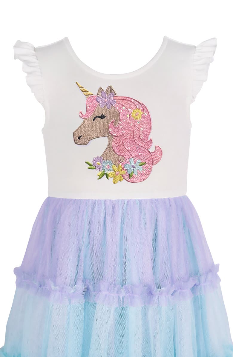 Zunie Kids' Sequin Unicorn Tutu Dress, Alternate, color, Ivory/Mult