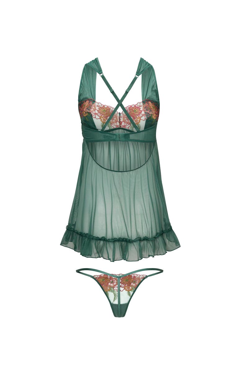 Adore Me Kailani Babydoll Lingerie, Alternate, color, Dark Green