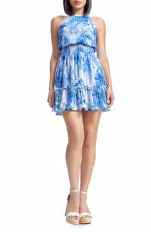 Dress the Population Kaylee Floral Plissé Cocktail Minidress