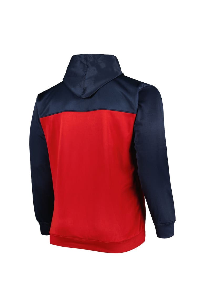 Men's Navy/Red Cleveland Guardians Big & Tall Yoke Full-Zip Hoodie, Alternate, color, Navy