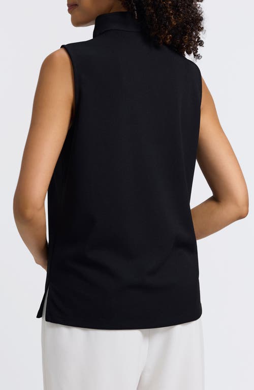 Foxcroft Tammy Ruffle Collar Crepe Sleeveless Top In Black