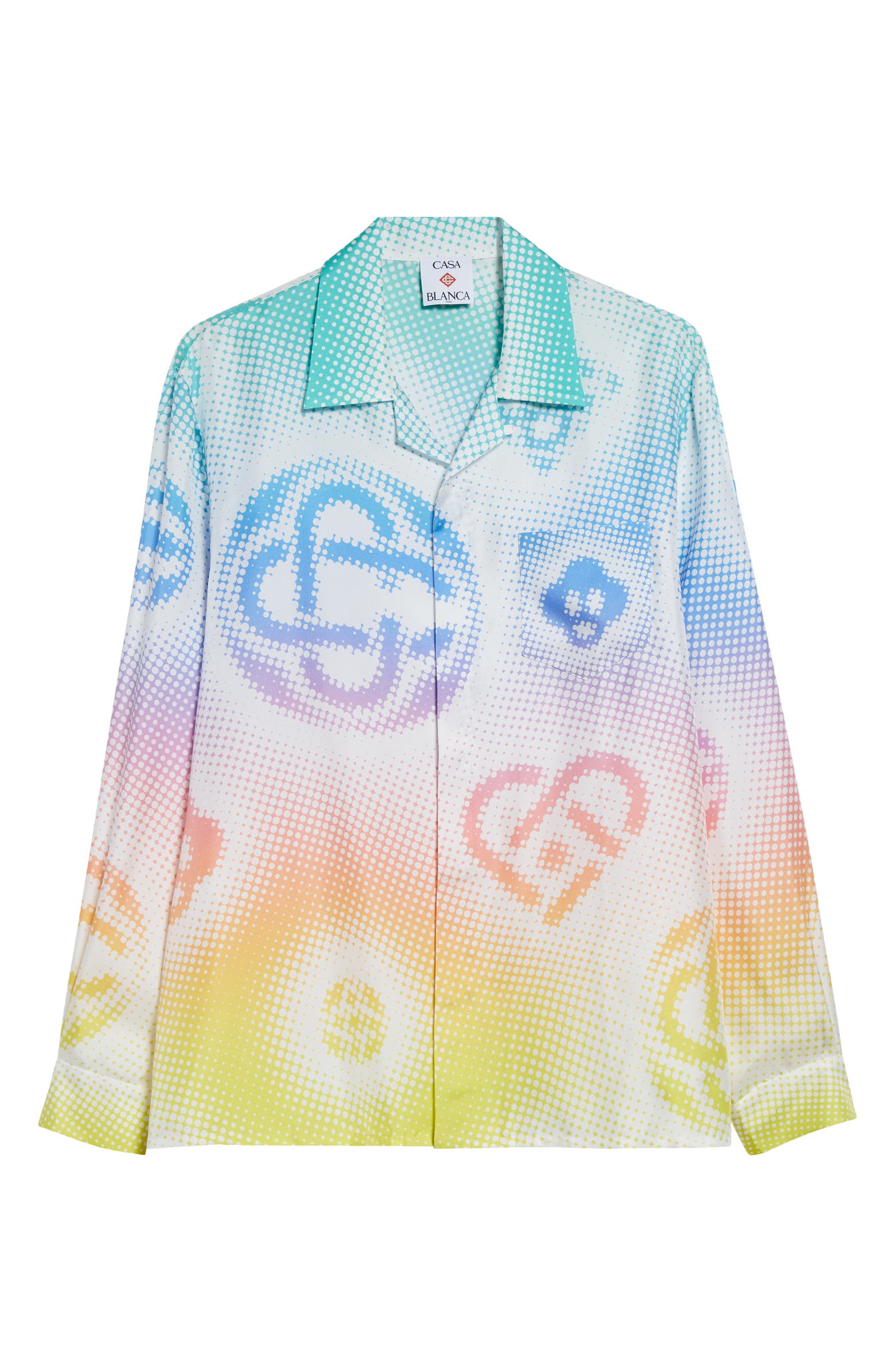 Casablanca Gradient Monogram Silk Camp Shirt | Nordstrom