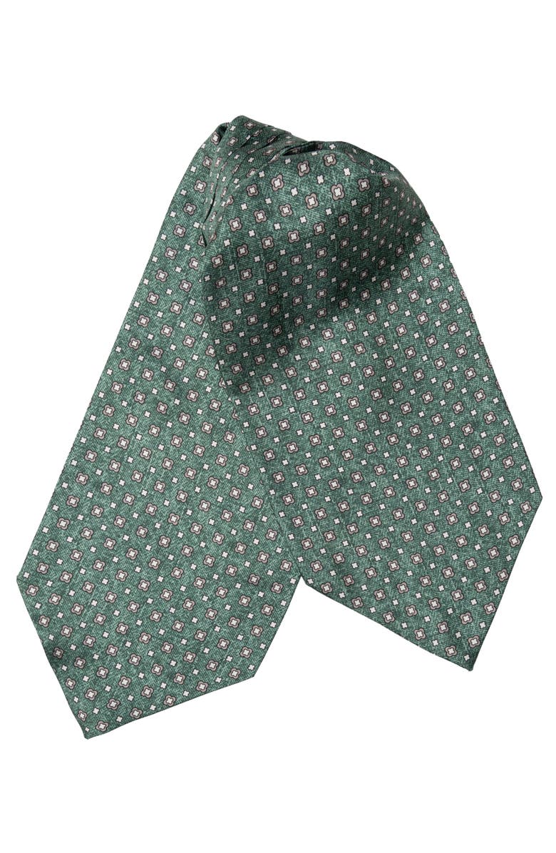 Elizabetta Ostuni - Silk Ascot Cravat Tie for Men, Main, color, Green