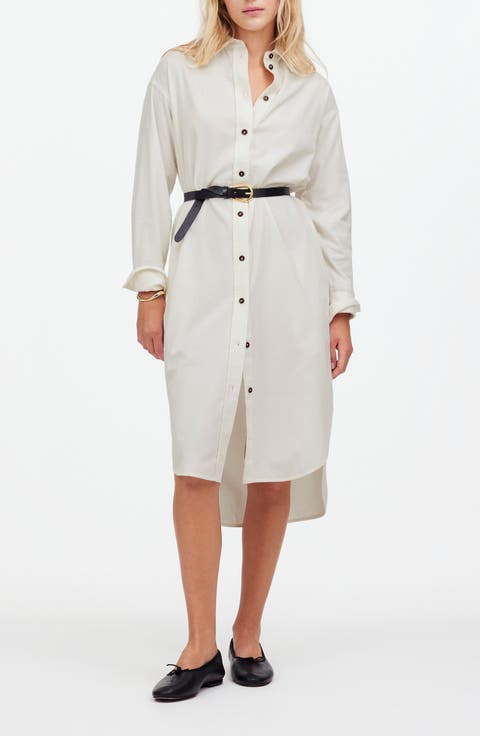 Long Sleeve Corduroy Midi Shirtdress