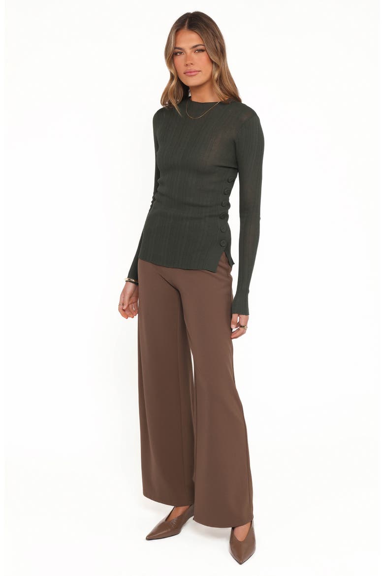 Delphine Fine Rib Knit Top, Alternate, color, DARK GREEN