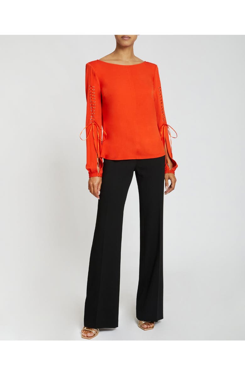 Santorelli Livi Long Sleeve Top with Grommet Detail in Luxury Jersey, Alternate, color, 