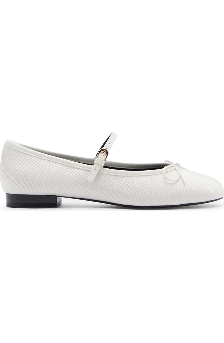 MANGO Buckle Strap Corduroy Ballerina Flat, Alternate, color, White