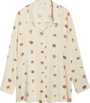 SUGARLIPS Cerise Dalton Shell Print Button-Up Shirt