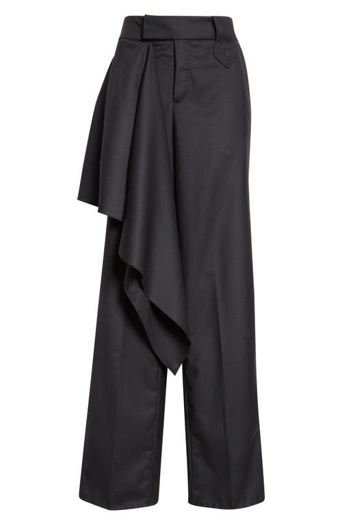 Johanna Ortiz Cascade Ruffle Wool Tea Pants In Black
