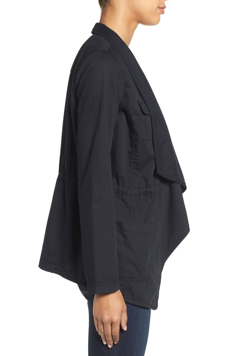 Draped Utility Jacket, Alternate, color, BLACK