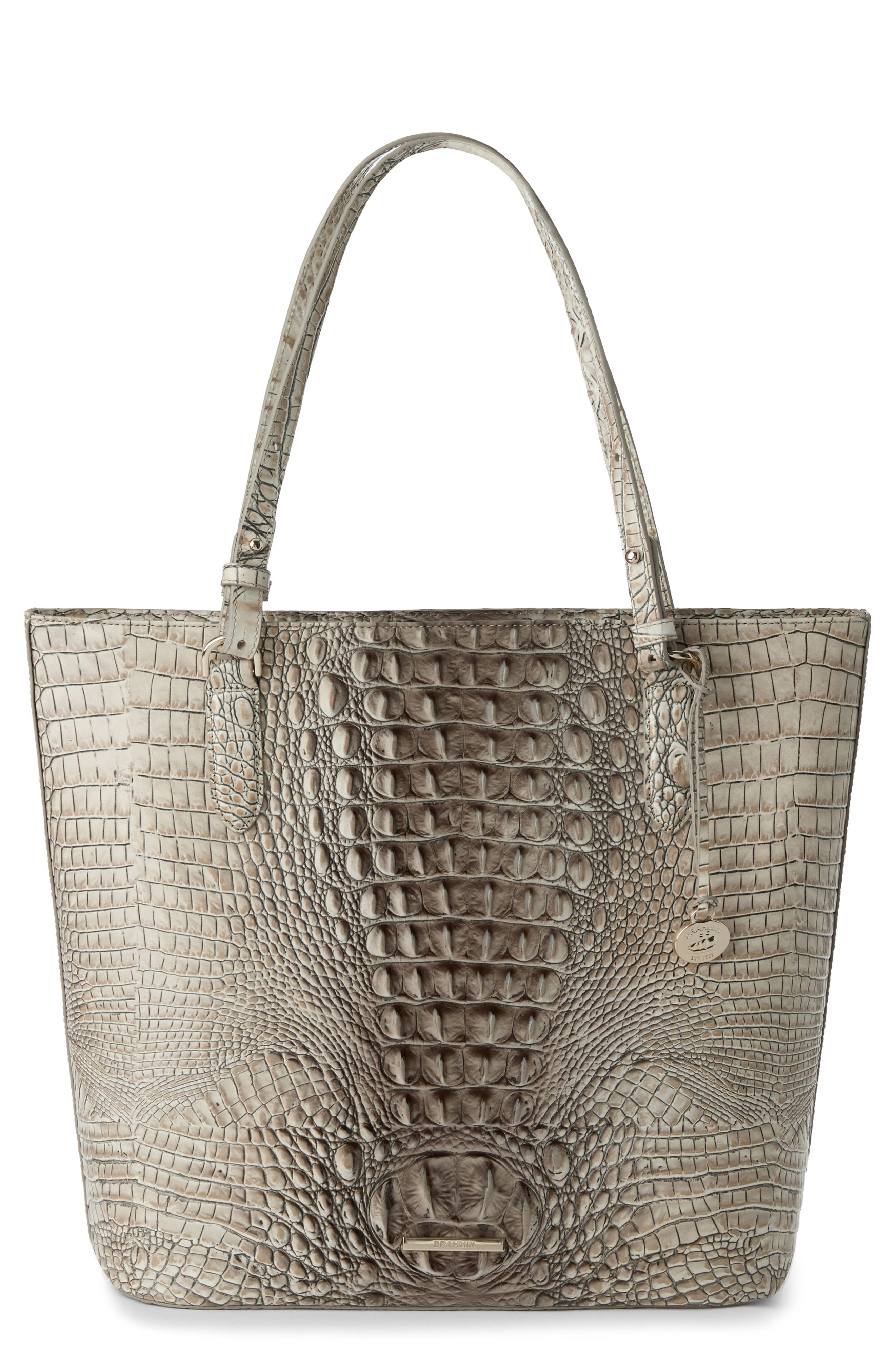 Brahmin Ezra Croc Embossed Leather Tote, Main, color, 