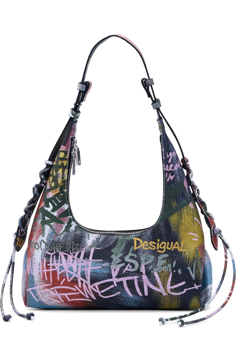 Desigual Graffiti Logo Shoulder Bag, Main, color,