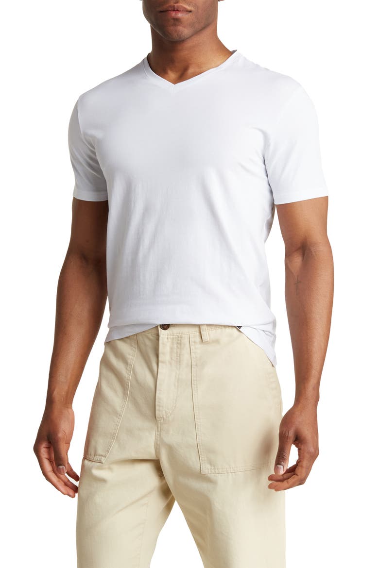 Solid V-Neck T-Shirt, Main, color, WHITE