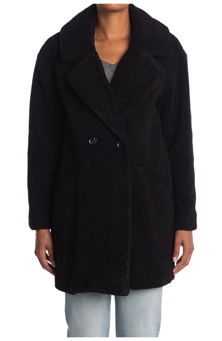 Lucky Brand Double Breasted Faux Teddy Fur Coat, Alternate, color, 
