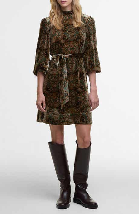 Barbour x Farm Rio Ana Clara Long Sleeve Velvet Minidress
