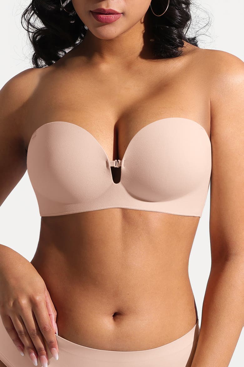 Convertible Seamless Non-Slip Push-Up Strapless Bra, Alternate, color, Cream