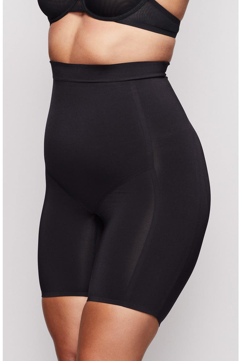High Waist Bonded Shorts, Alternate, color, ONYX