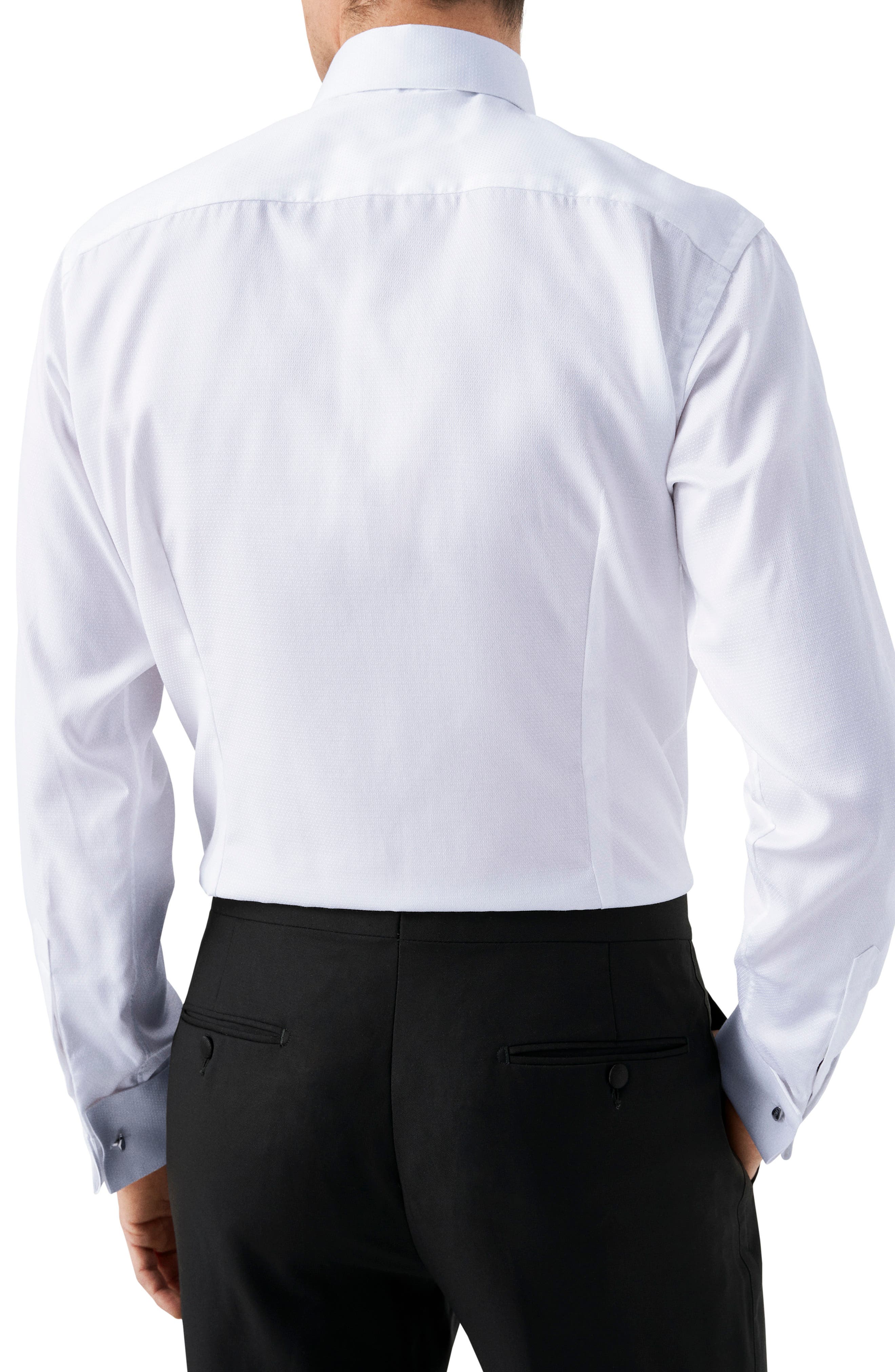 diamond weave dress shirt Eton Men's Slim-Fit Diamond-Weave Cotton Formal Shirt - White
