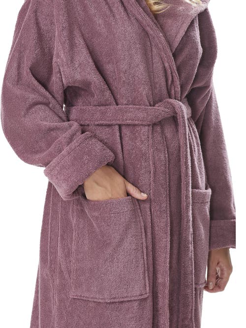 Arus Womens Gots Certified Oganic Cotton Long Hooded Robe In Brown