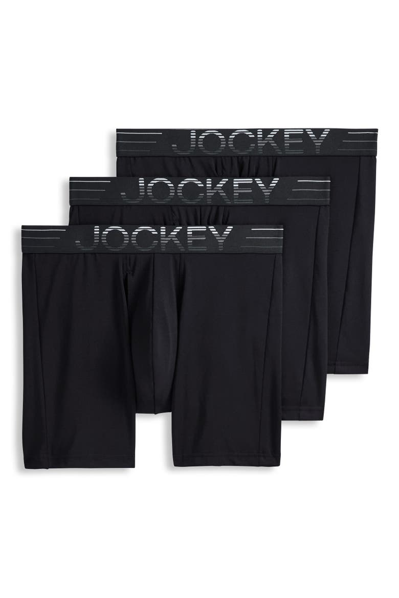 Mens EverActive Zero Chafe 6" Microfiber Boxer Brief - 3 Pack, Main, color, Black