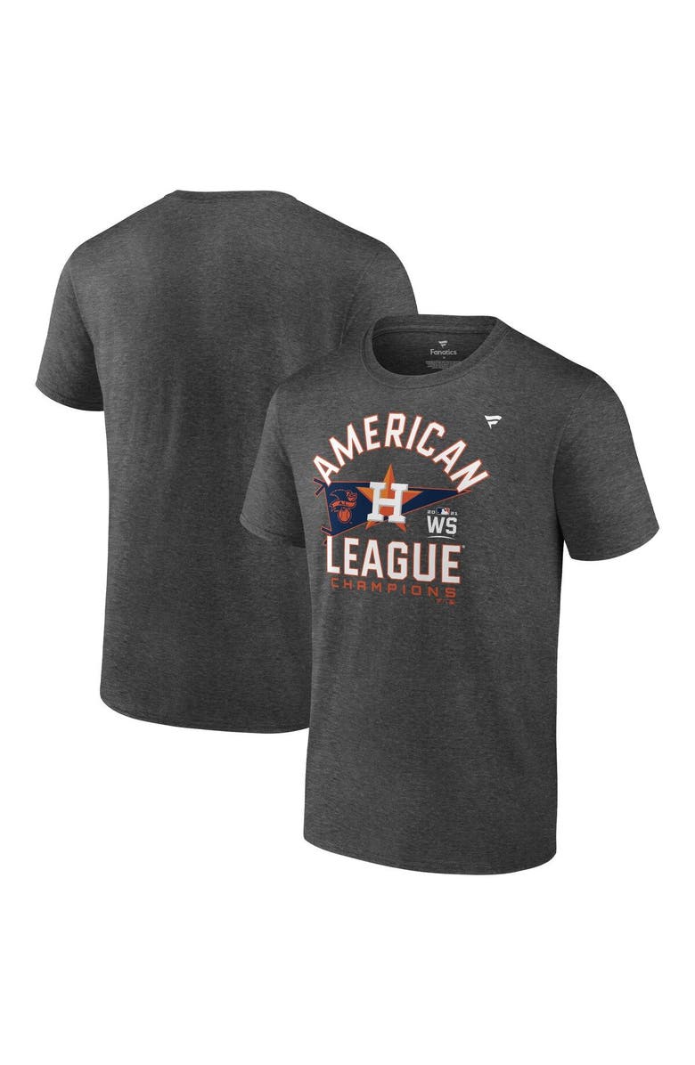 FANATICS Men's Fanatics Branded Heathered Charcoal Houston Astros 2021 American League Champions Locker Room T-Shirt, Main, color, 