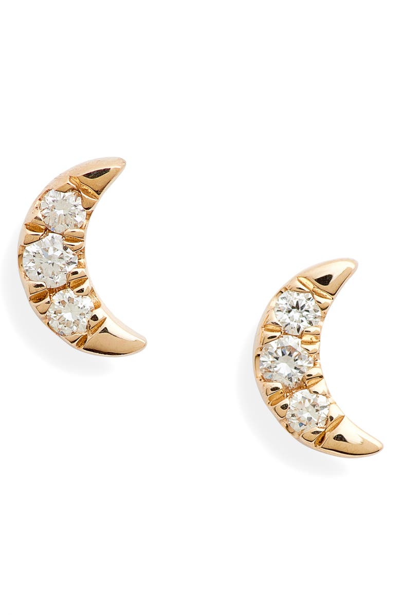 Dana Rebecca Designs Dana Rebecca Mini Crescent Moon Diamond Stud Earrings, Main, color, 