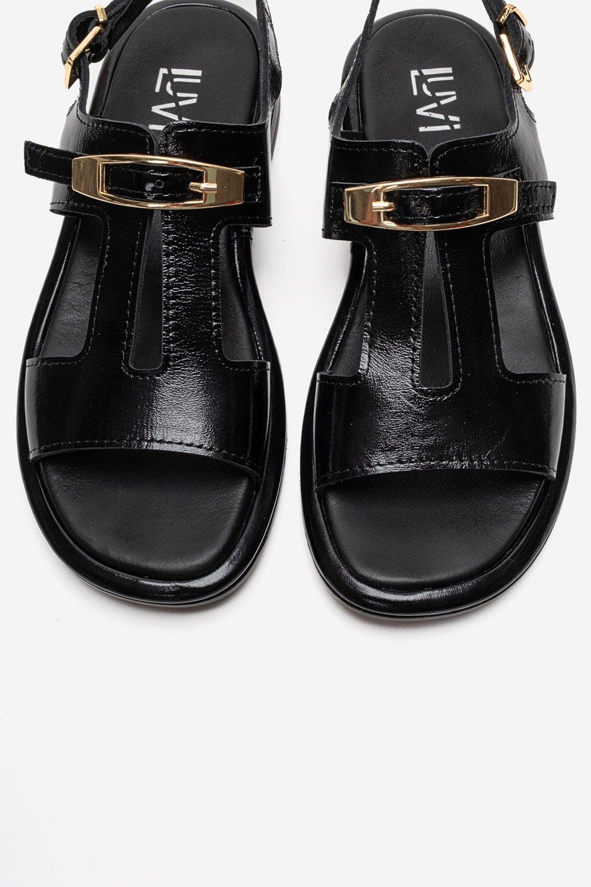 Forever & Always Shoes Auren Leather Buckle Sandal, Alternate, color, Black