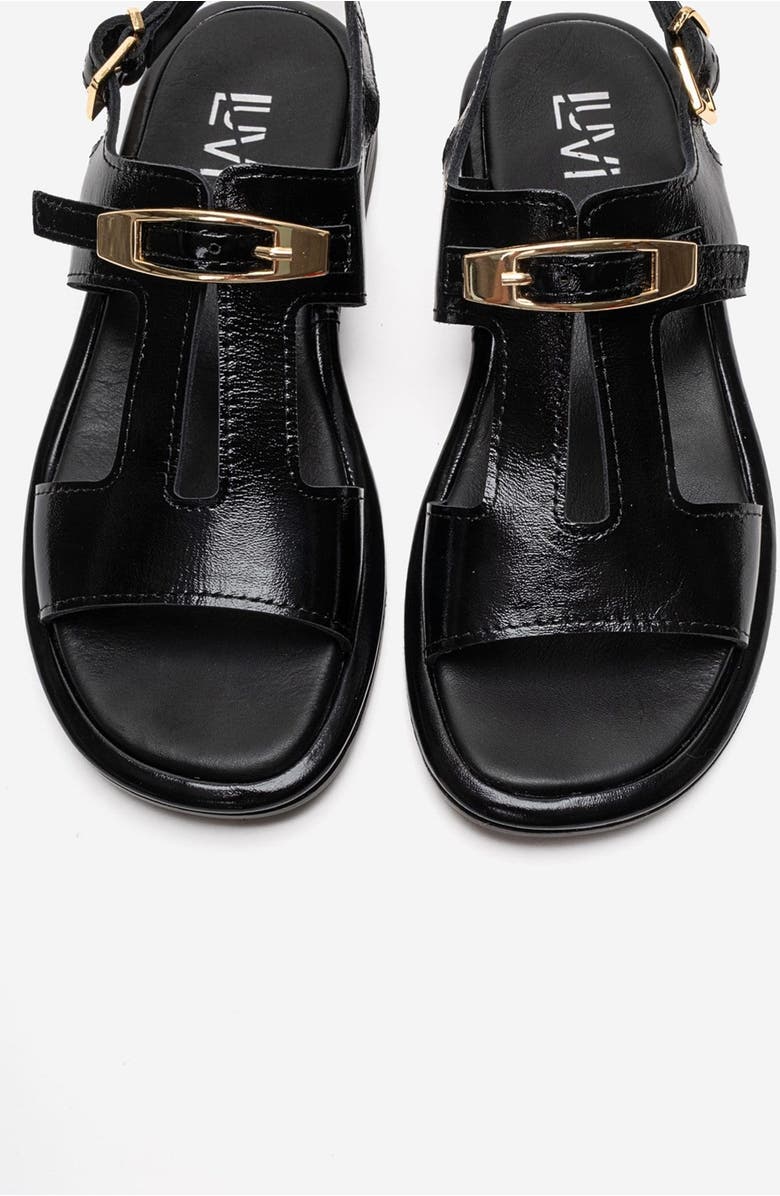 Forever & Always Shoes Auren Leather Buckle Sandal, Alternate, color, Black
