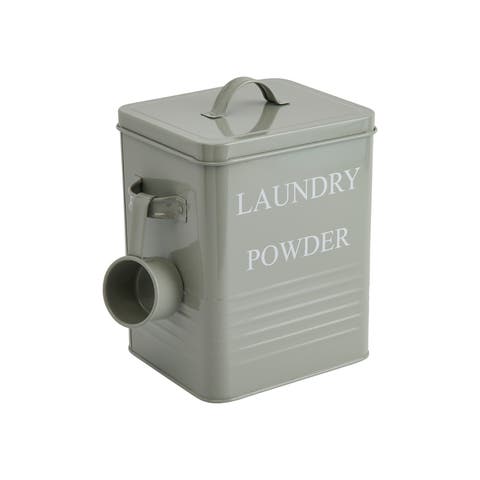 Metal Laundry Powder Container with Lid and Scoop, Grey