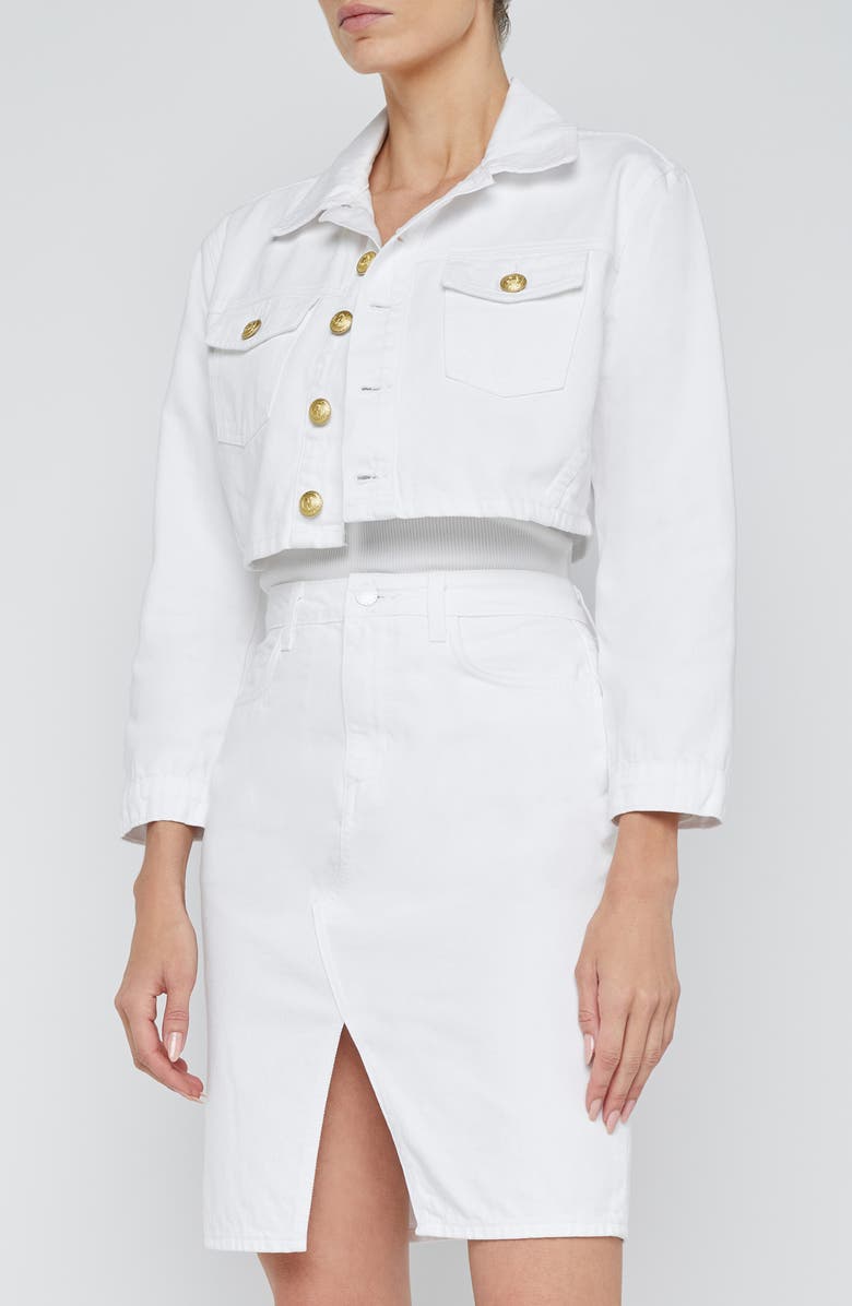 L'AGENCE Genevive Crop Jacket, Alternate, color, Blanc