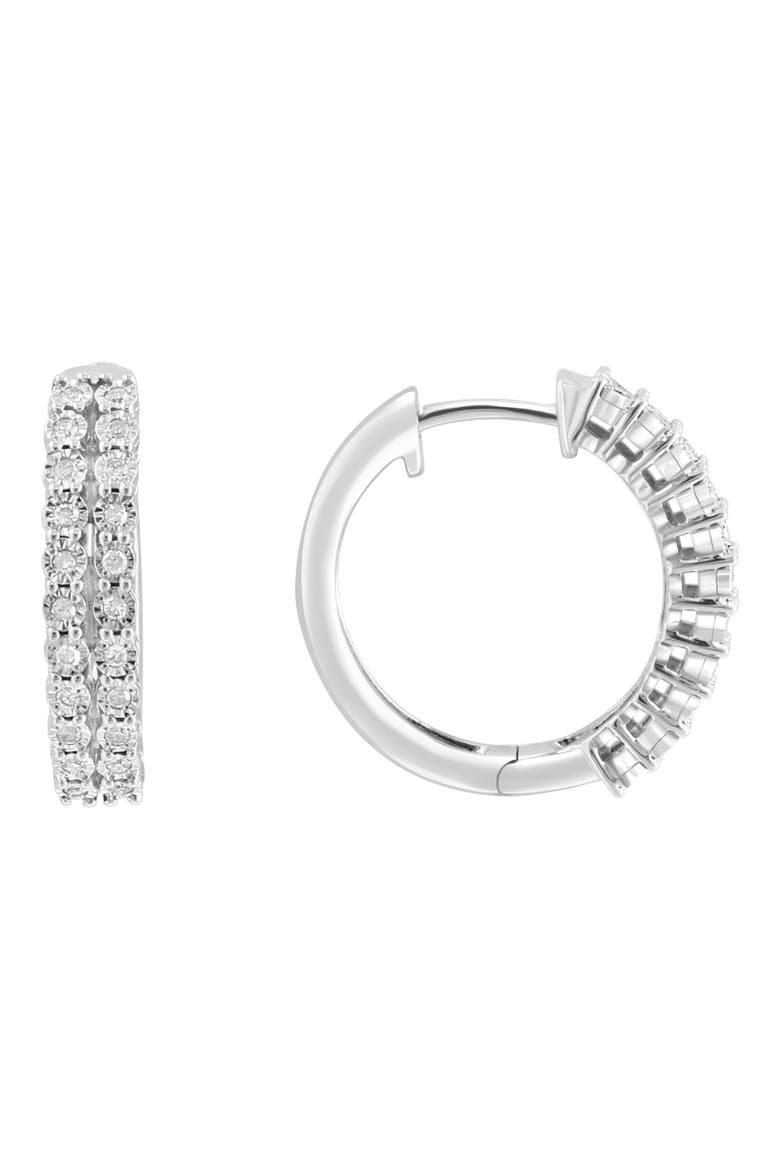 Sterling Silver Diamond Hoop Earrings - 0.28ct., Main, color, SILVER