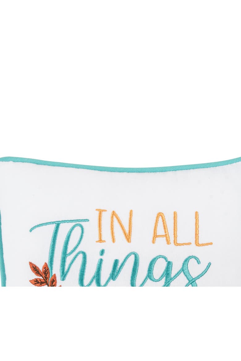 Thanksgiving "In All Give Thanks" Wheat Flowers Accent Small/Petite Accent Pillow, 10" x 10", Alternate, color, Blue