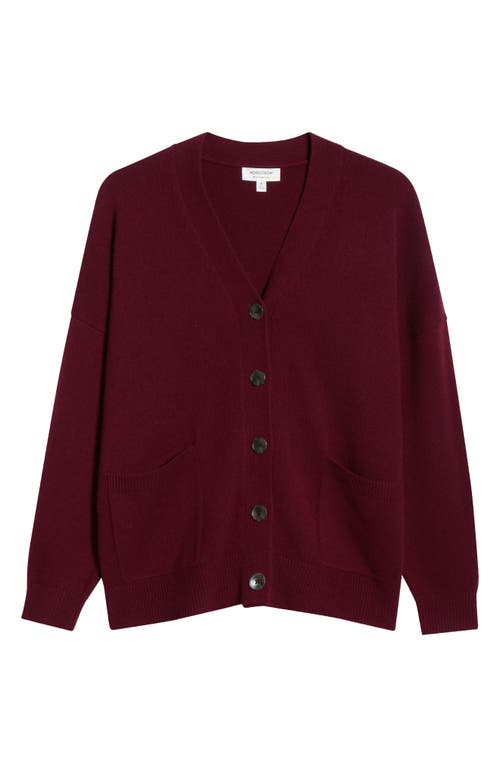 Nordstrom Wool & Cashmere Boyfriend Cardigan In Burgundy
