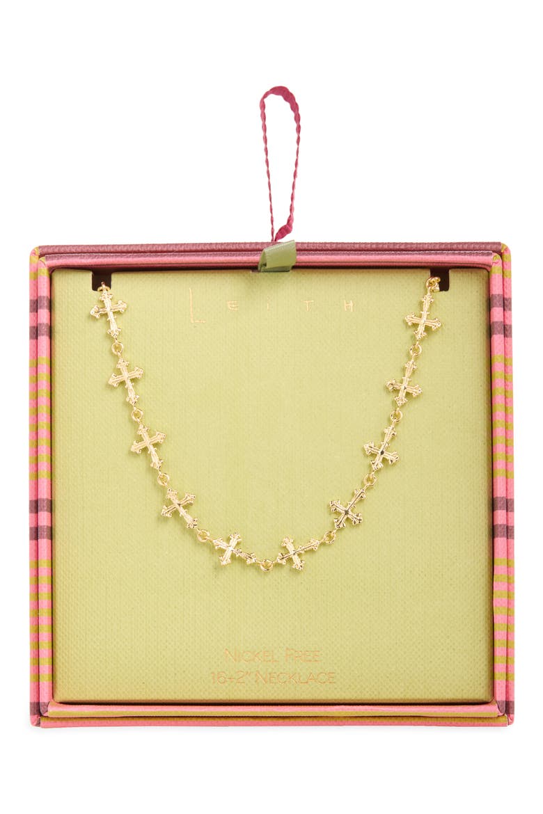 Cross Chain Necklace, Main, color, GOLD