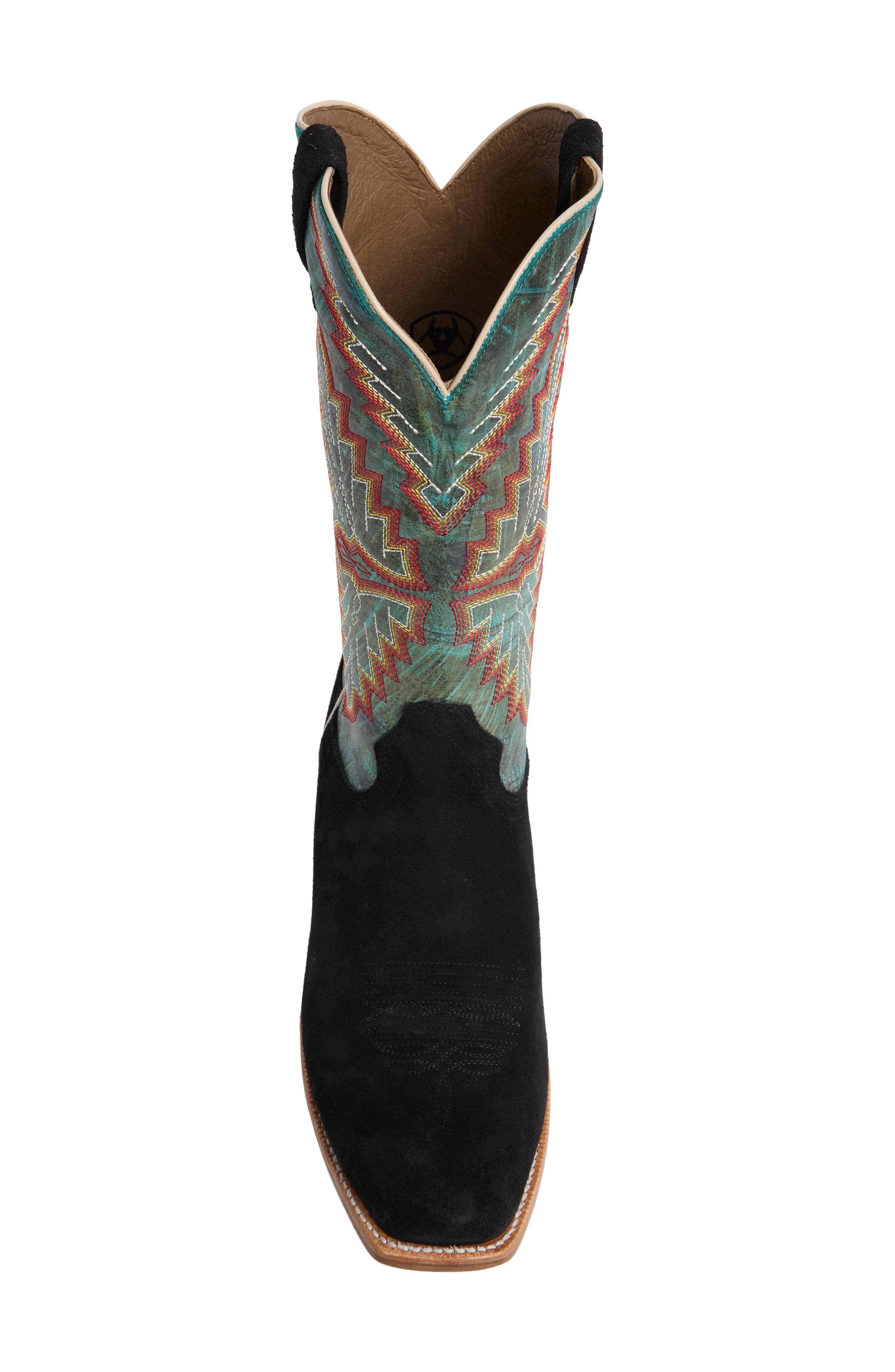 Futurity Showman Leather Cowboy Boot, Alternate, color, BLACK