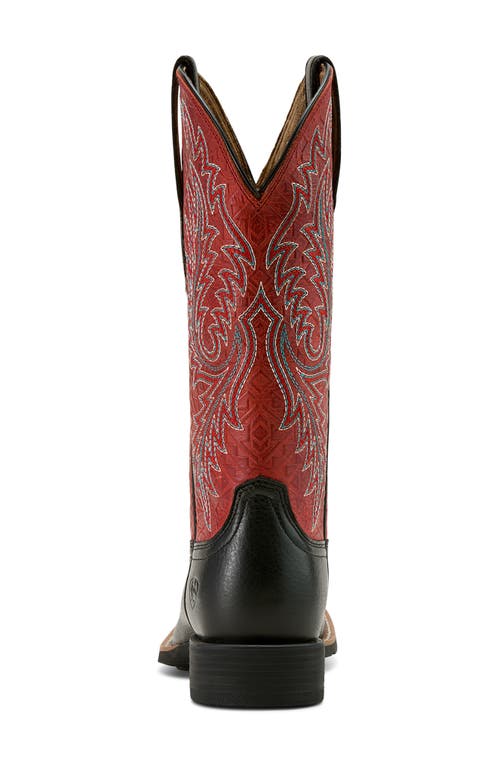 Ariat Round Up Wide Toe Stretch Western Boot In Red